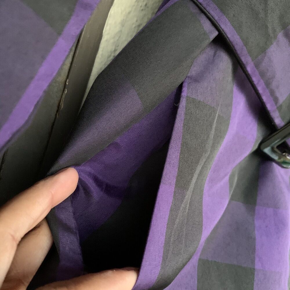 Candies Jacket Double Breasted Black And Purple Checkered Belted Coat Size XL - Picture 5 of 15